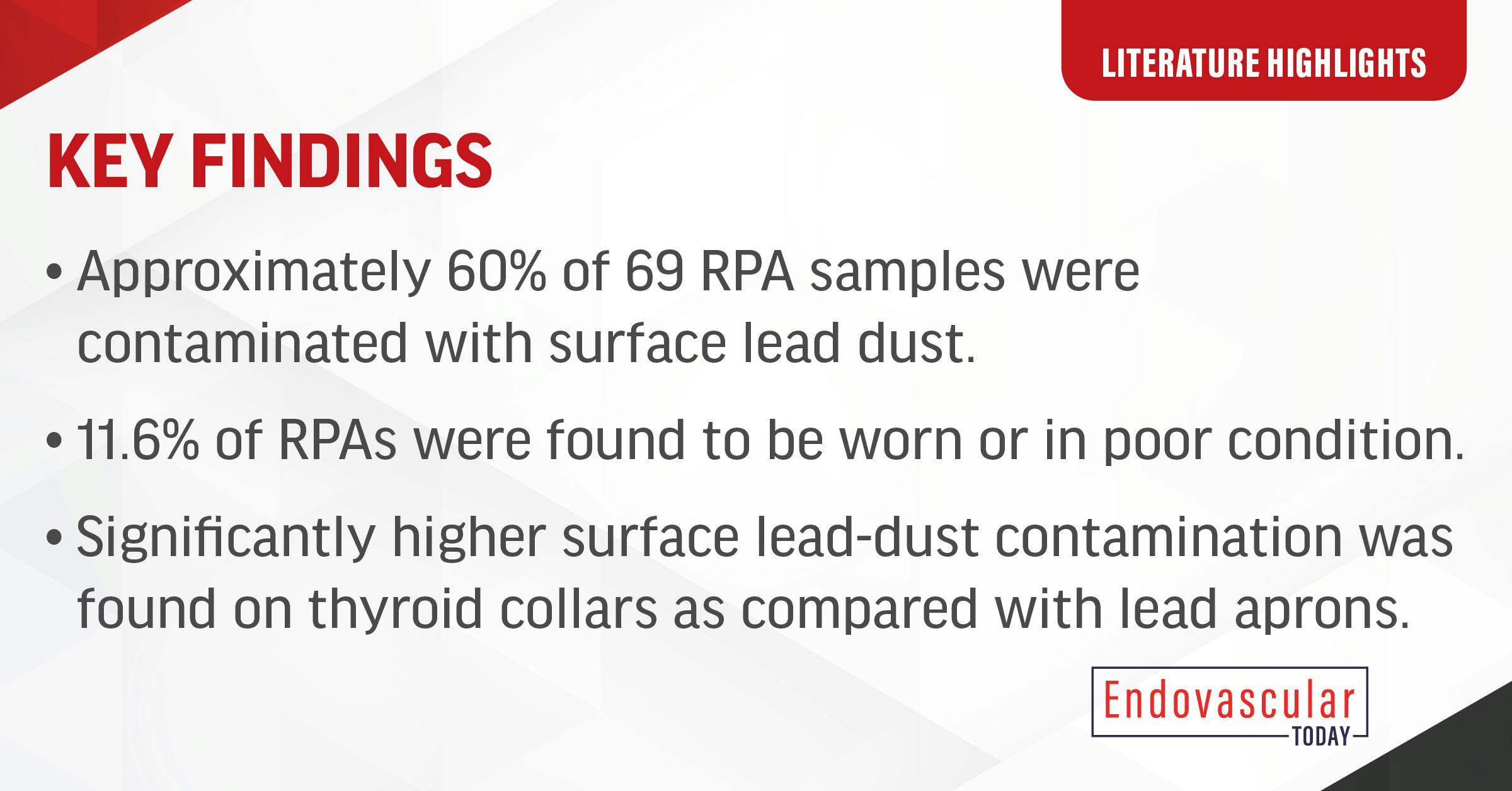Study Explores LeadDust Contamination in Protection Apparel Endovascular Today